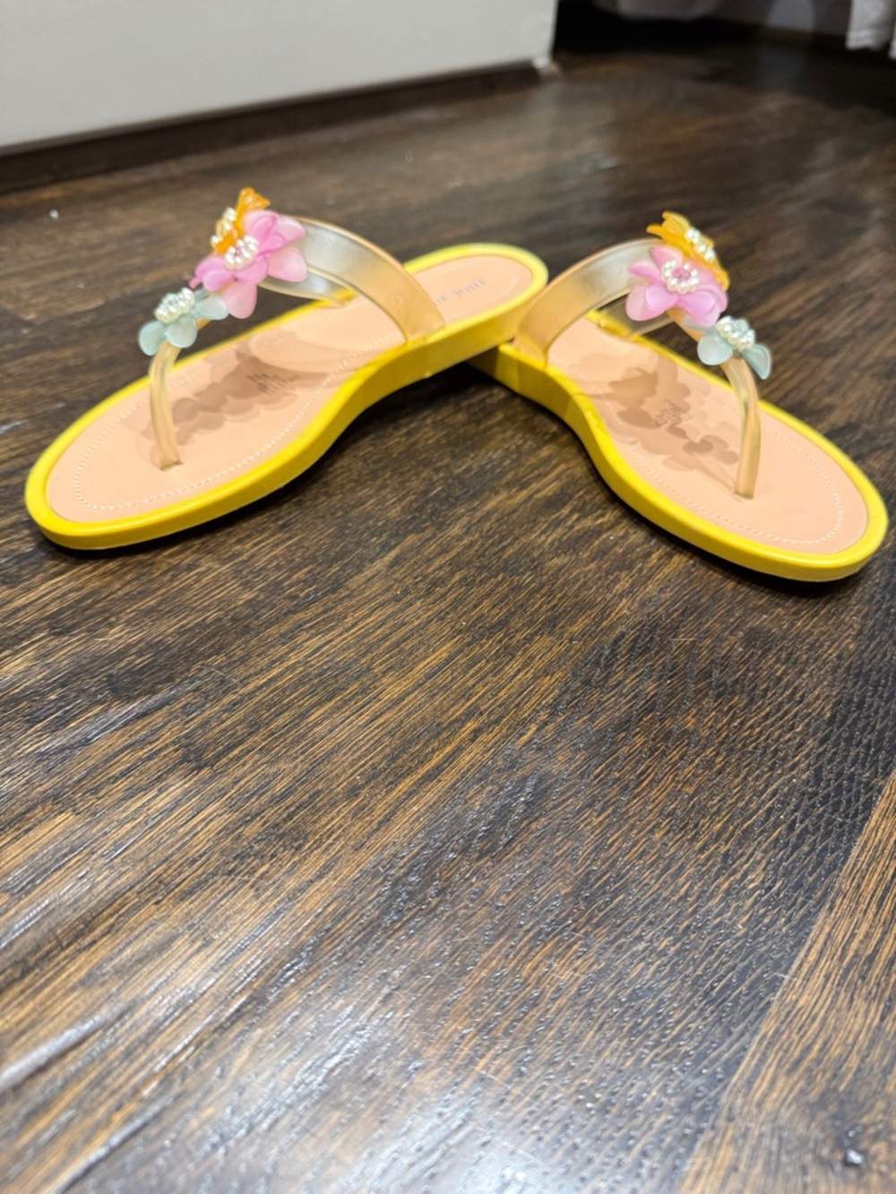 Yellow Floral Jelly Flip Flop Sandals